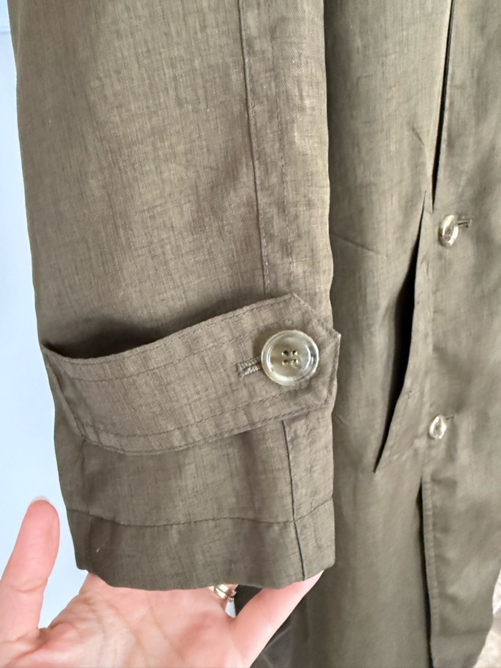 Vintage Olive Trench Coat - Picture 4 of 8